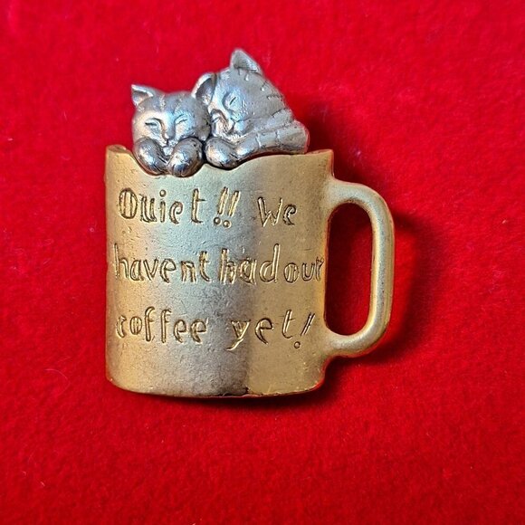 Danecraft Cats in Cup "Quite!! We haven't had our coffee yet" Scripted on cup  O - Picture 1 of 7